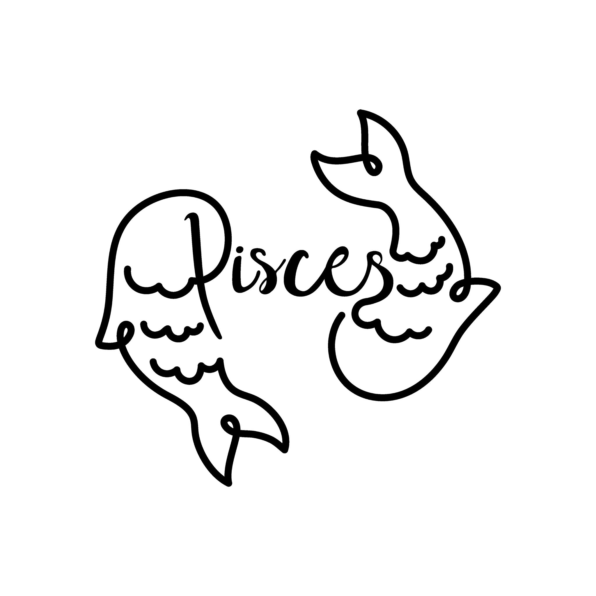Pisces Line Drawing line art illustration, digital download wall art
