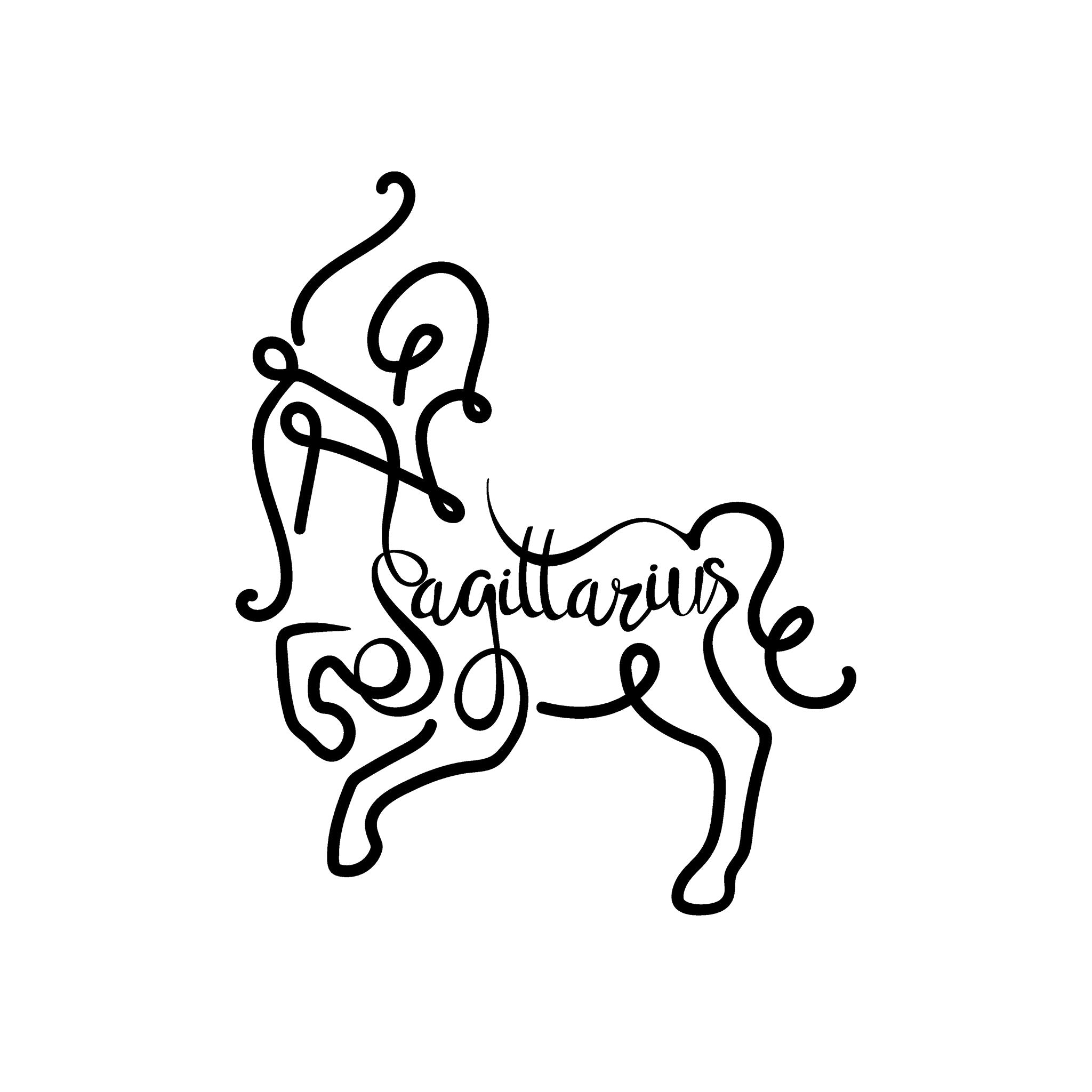 Sagittarius Line Drawing line art illustration, digital download wall art