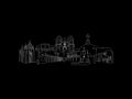 Santa Fe Skyline Night line art illustration, digital download wall art