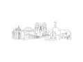 Santa Fe Skyline line art illustration, digital download wall art