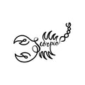 Scorpio Line Drawing line art illustration, digital download wall art