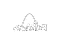 St. Louis Skyline line art illustration, digital download wall art