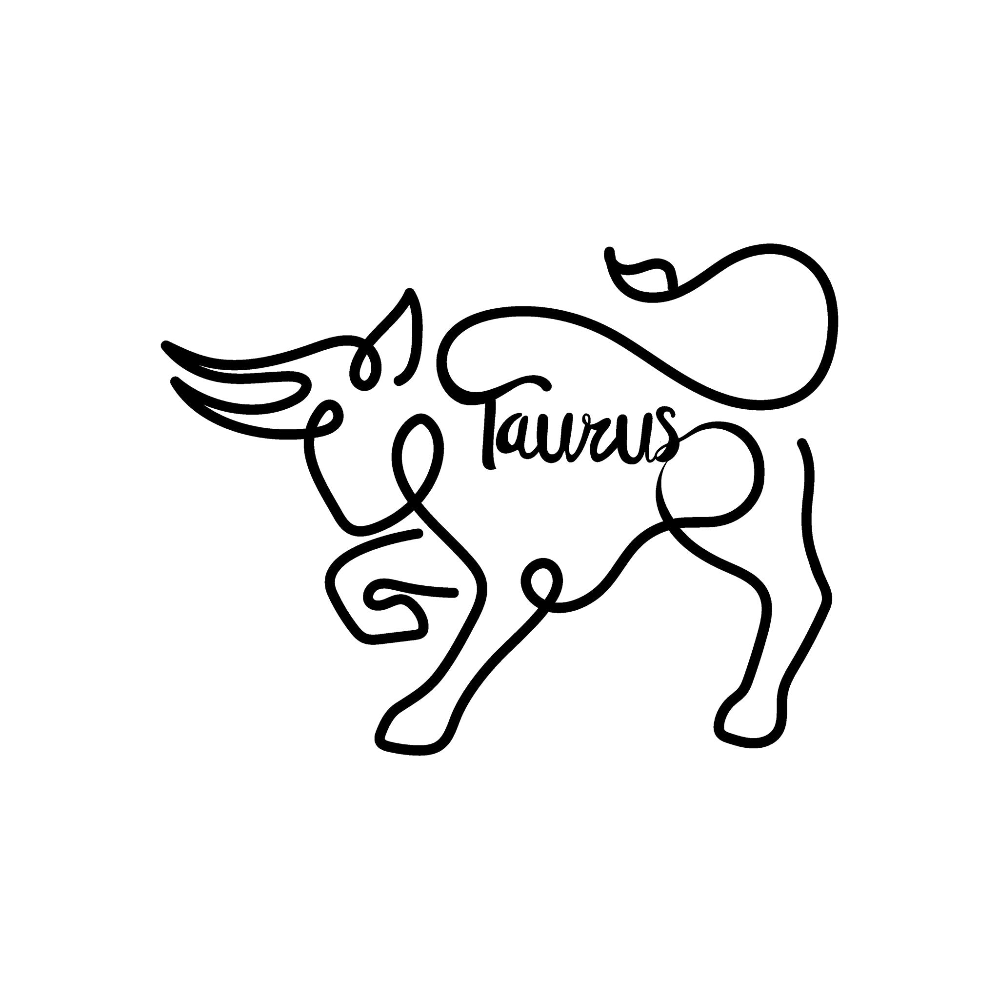Taurus Line Drawing line art illustration, digital download wall art