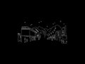 Telluride Skyline Night line art illustration, digital download wall art