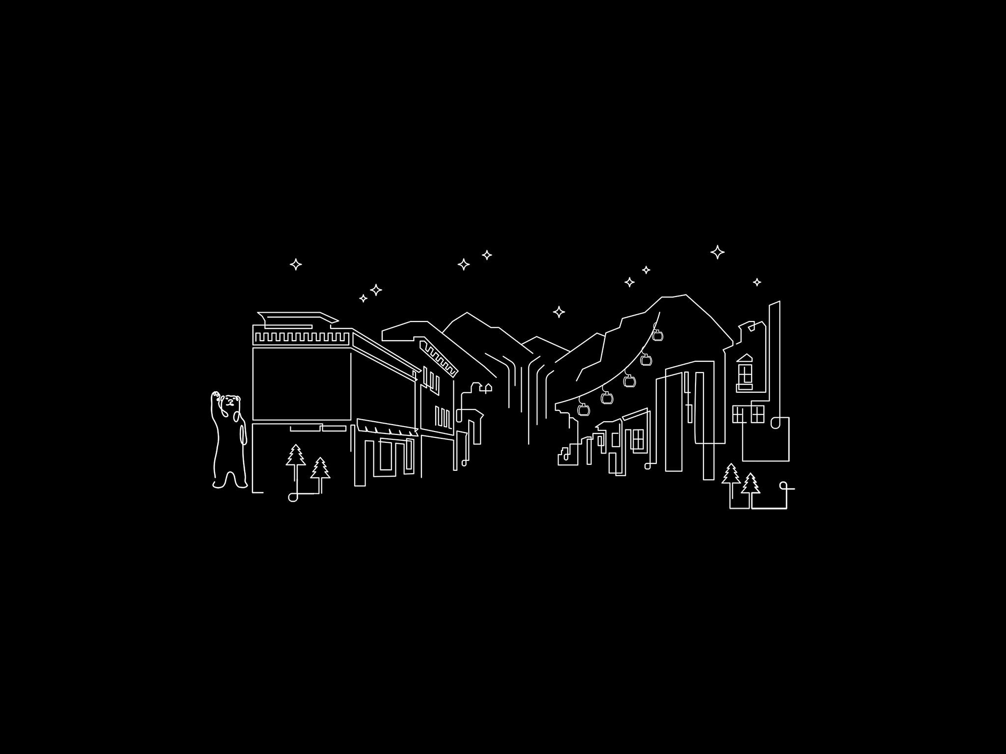 Telluride Skyline Night line art illustration, digital download wall art