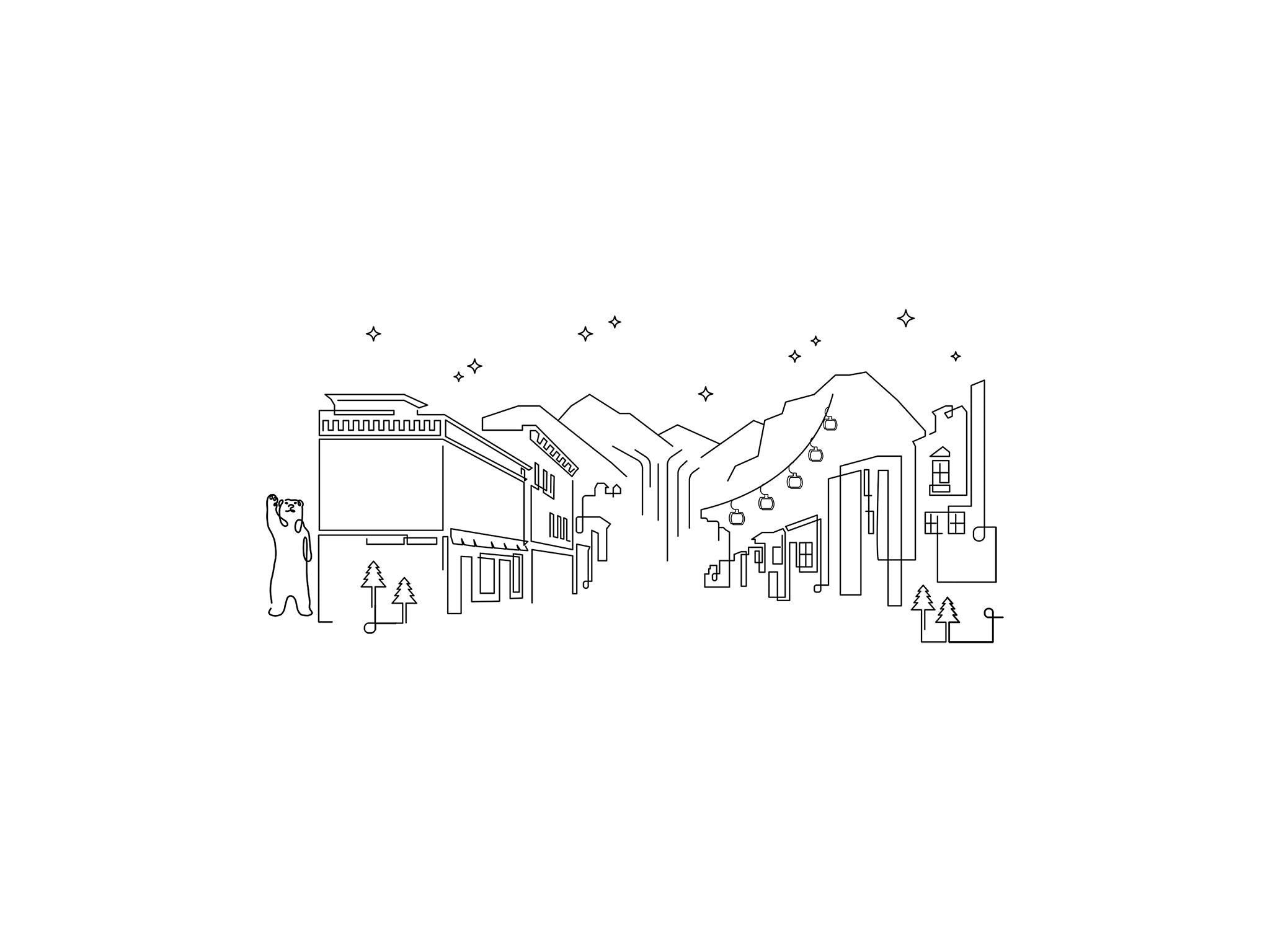 Telluride Skyline line art illustration, digital download wall art
