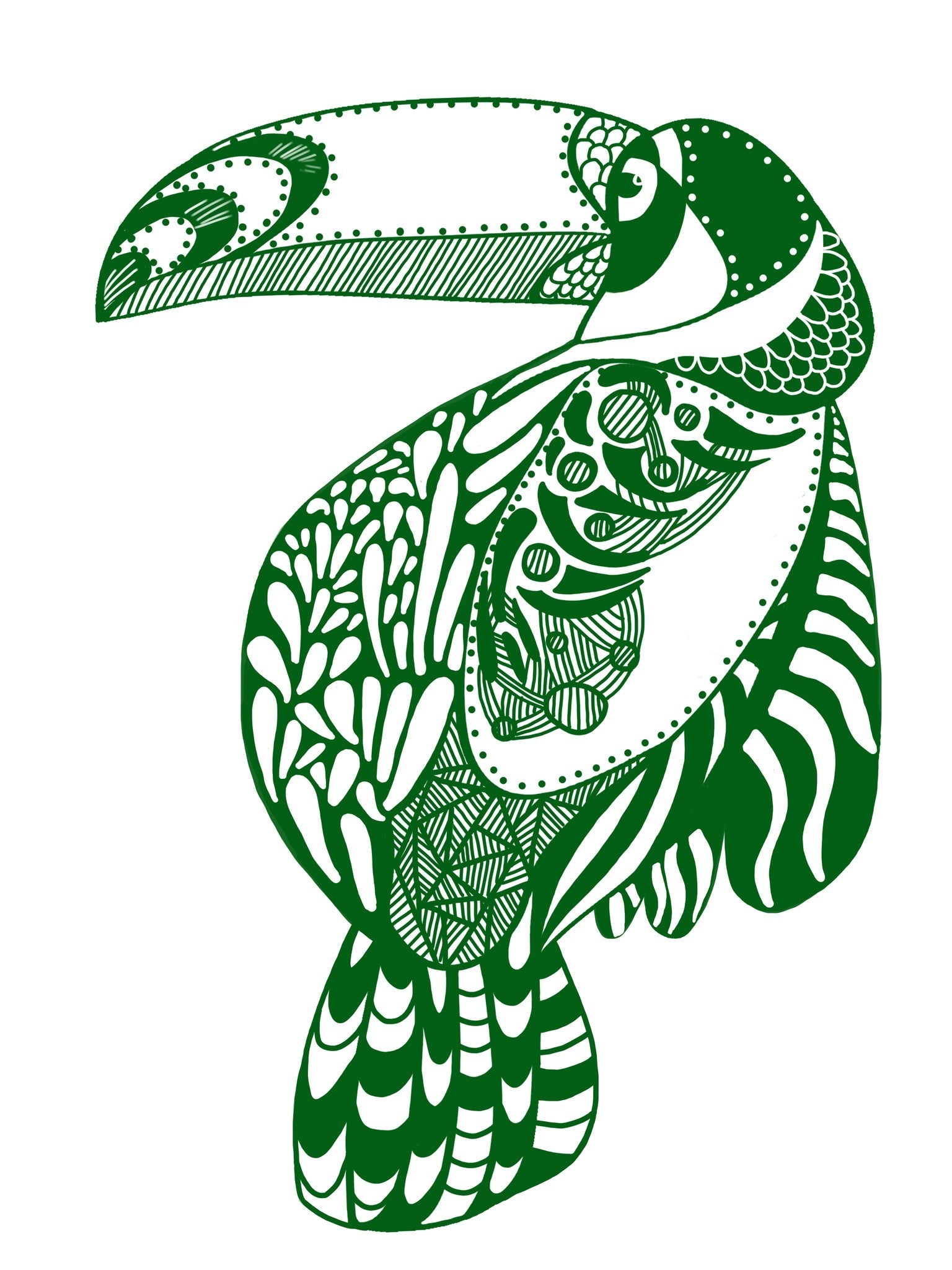 Verdant Bird line art illustration, digital download wall art