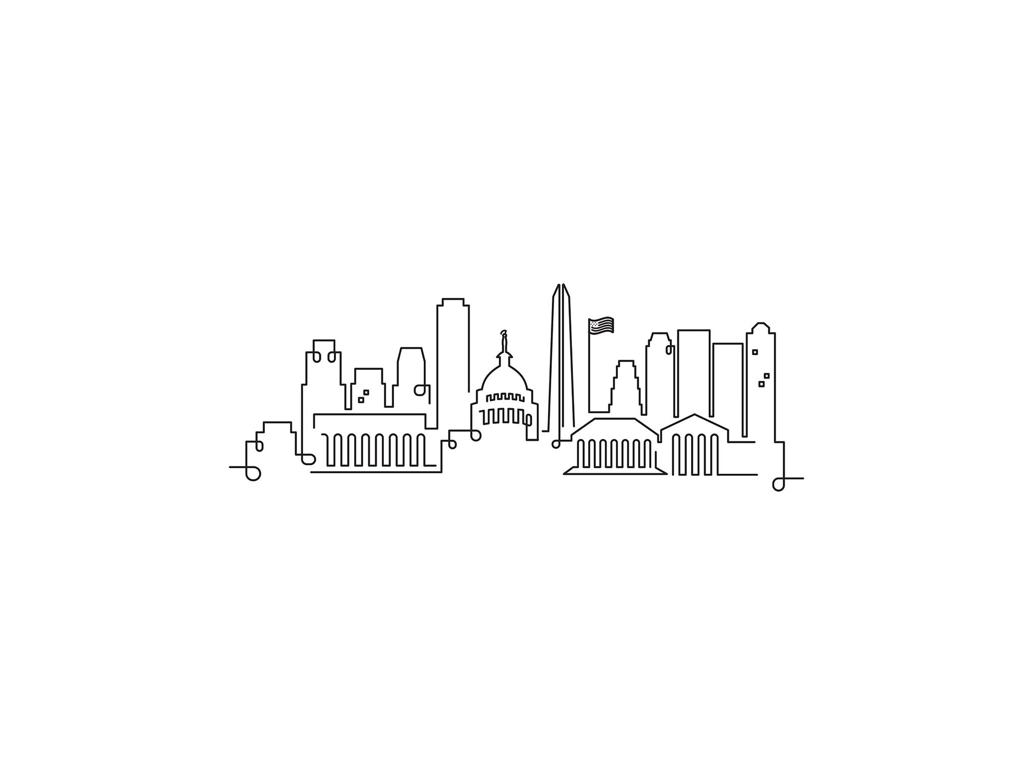 DC Skyline line art illustration, digital download wall art